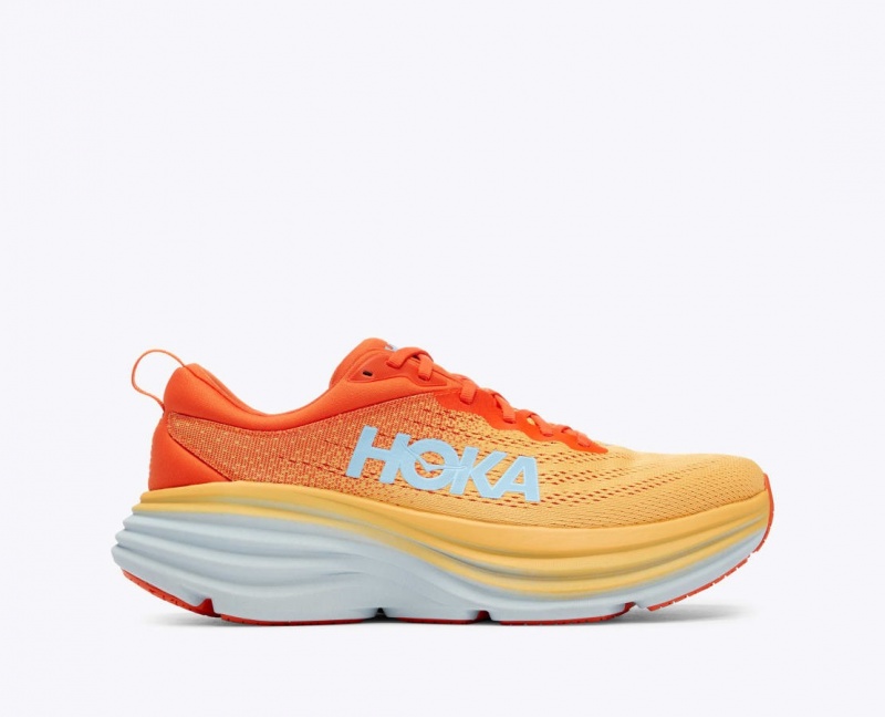 HOKA Bondi 8 Men\'s Running Shoes Orange / Red | YUZ296548