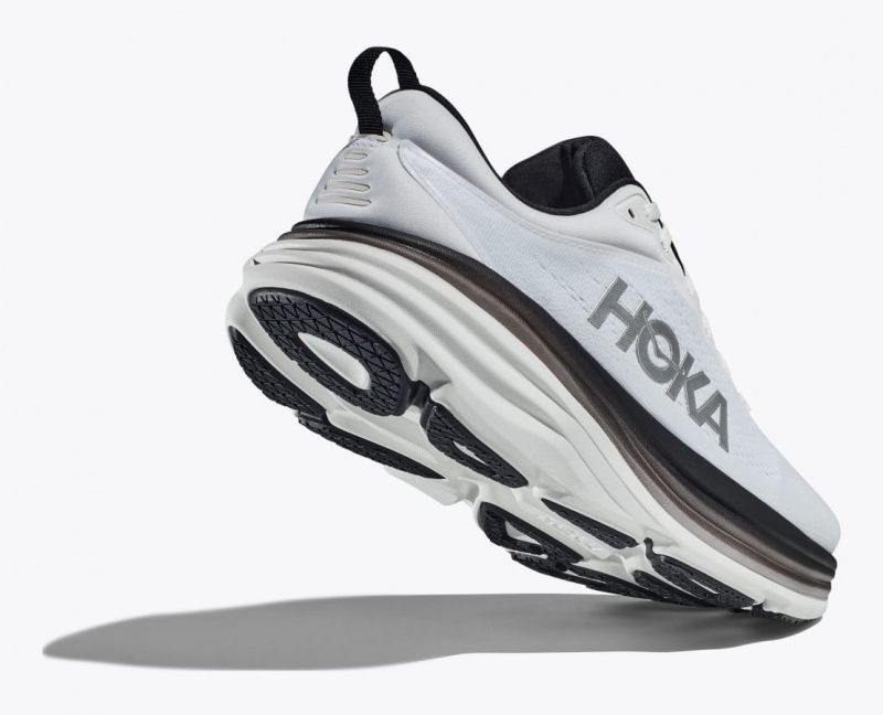 HOKA Bondi 8 Men's Running Shoes White / Black | DBP294756