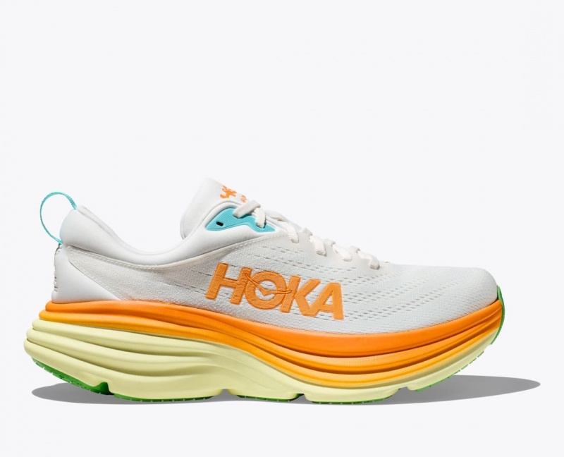 HOKA Bondi 8 Men\'s Running Shoes White / Orange | JAD643915