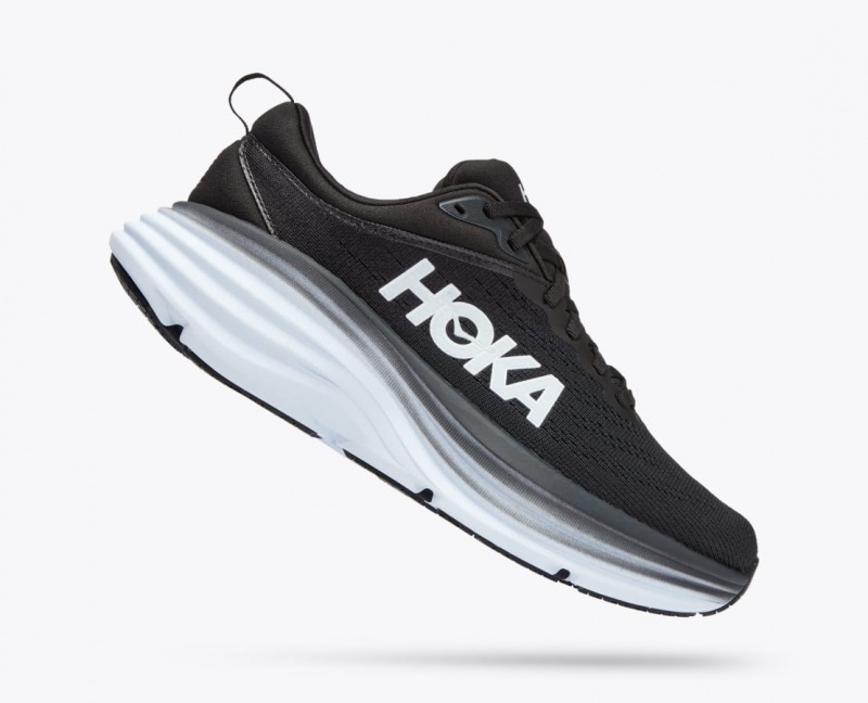 HOKA Bondi 8 Women's Running Shoes Black / White | EMV316425