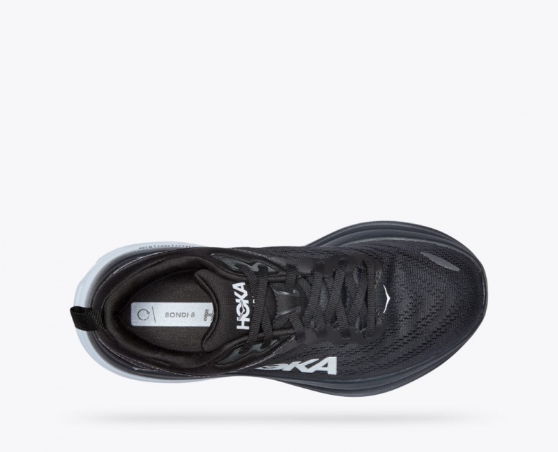 HOKA Bondi 8 Women's Running Shoes Black / White | EMV316425