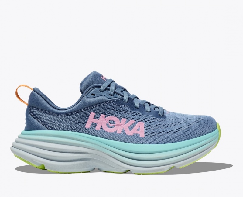 HOKA Bondi 8 Women\'s Running Shoes Blue / Turquoise | QXL578023