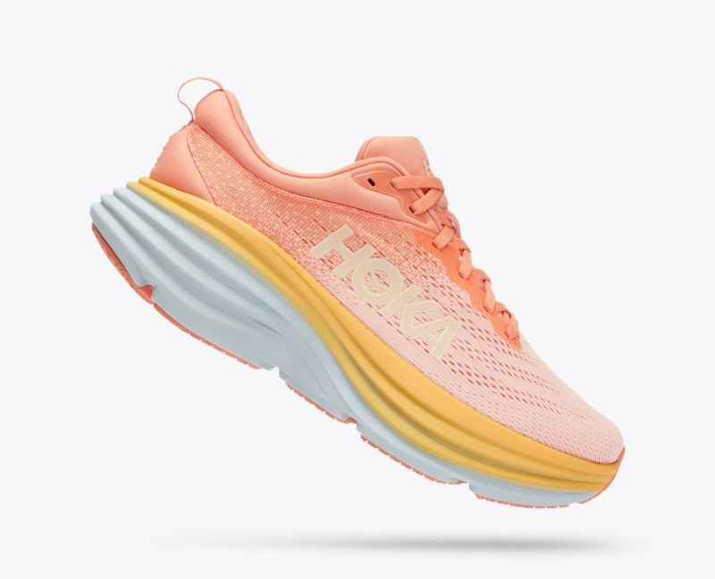 HOKA Bondi 8 Women's Running Shoes Light Coral | TUX270695