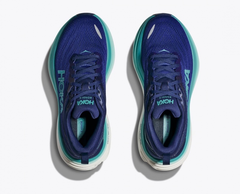 HOKA Bondi 8 Women's Running Shoes Navy / Turquoise | UHG072384