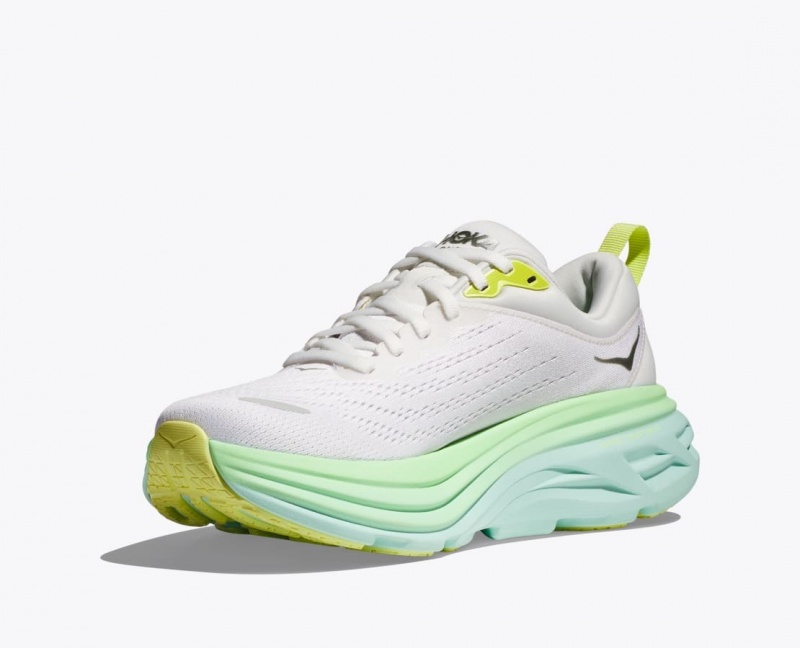 HOKA Bondi 8 Women's Running Shoes White / Light Green | ZFN968250