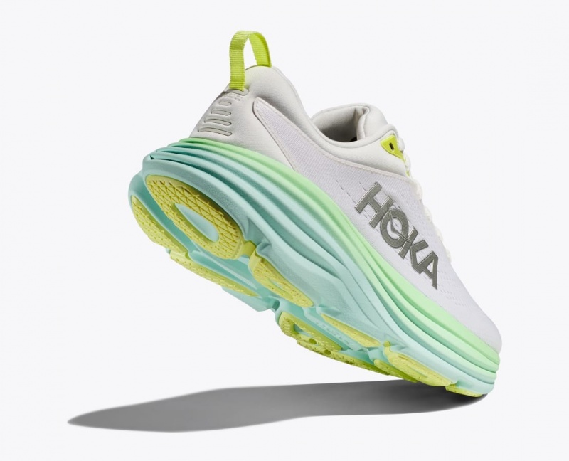 HOKA Bondi 8 Women's Running Shoes White / Light Green | ZFN968250