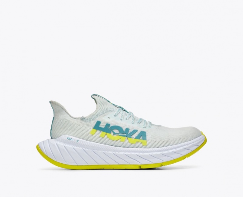 HOKA Carbon X 3 Men\'s Running Shoes White / Green | ADL258379