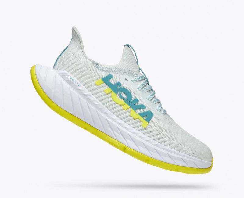 HOKA Carbon X 3 Women's Running Shoes White / Green | QGU182647