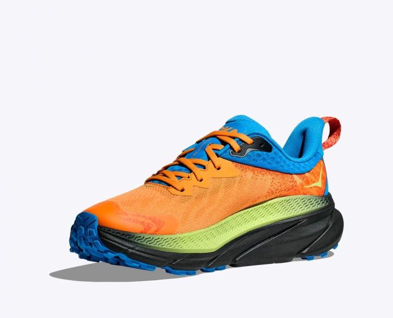 HOKA Challenger 7 GTX Men's Trail Running Shoes Orange / Green / Blue | XWI756914