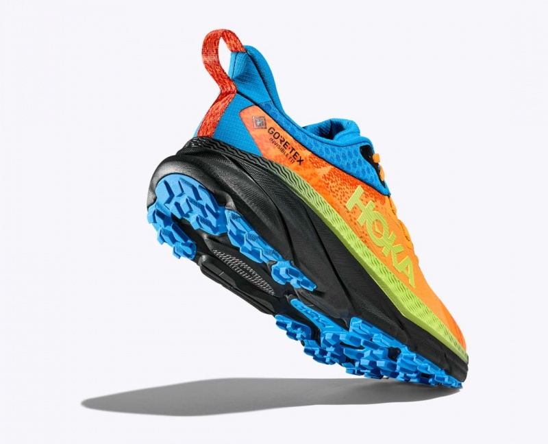 HOKA Challenger 7 GTX Men's Trail Running Shoes Orange / Green / Blue | XWI756914