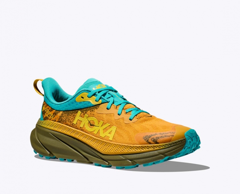 HOKA Challenger 7 GTX Men's Trail Running Shoes Orange / Olive / Turquoise | LEG705238