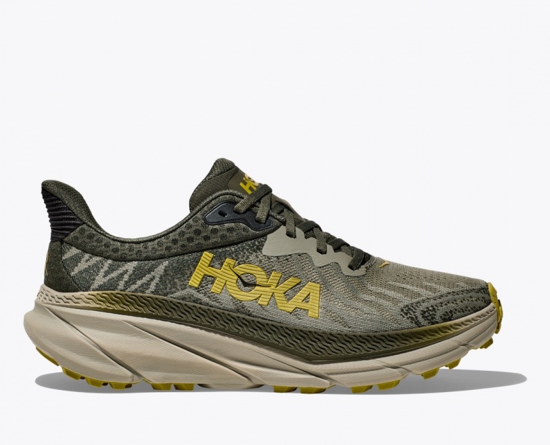 HOKA Challenger 7 Men\'s Trail Running Shoes Olive | TOI719045