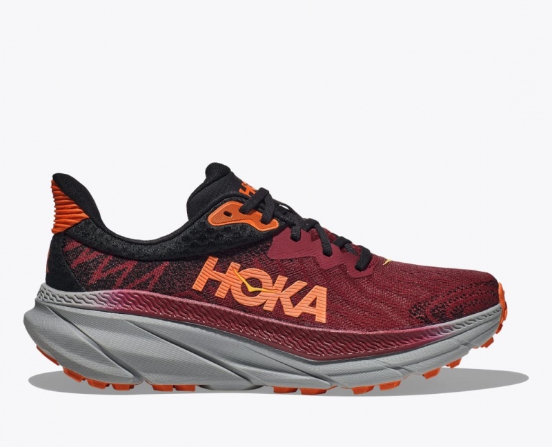 HOKA Challenger 7 Men\'s Trail Running Shoes Dark Red / Black | TSB096871