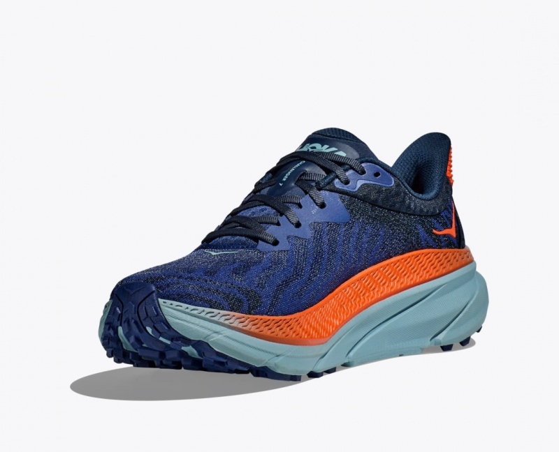 HOKA Challenger 7 Men's Trail Running Shoes Dark Blue / Orange | ECO873645