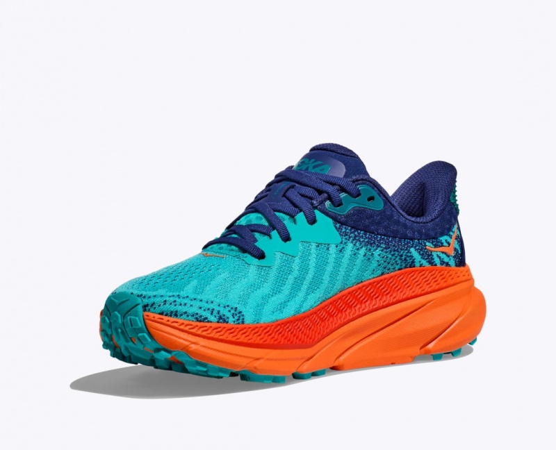 HOKA Challenger 7 Men's Trail Running Shoes Turquoise / Orange | GTE520349