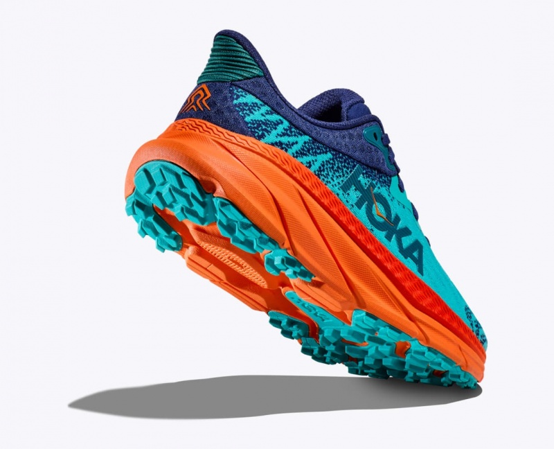 HOKA Challenger 7 Men's Trail Running Shoes Turquoise / Orange | GTE520349