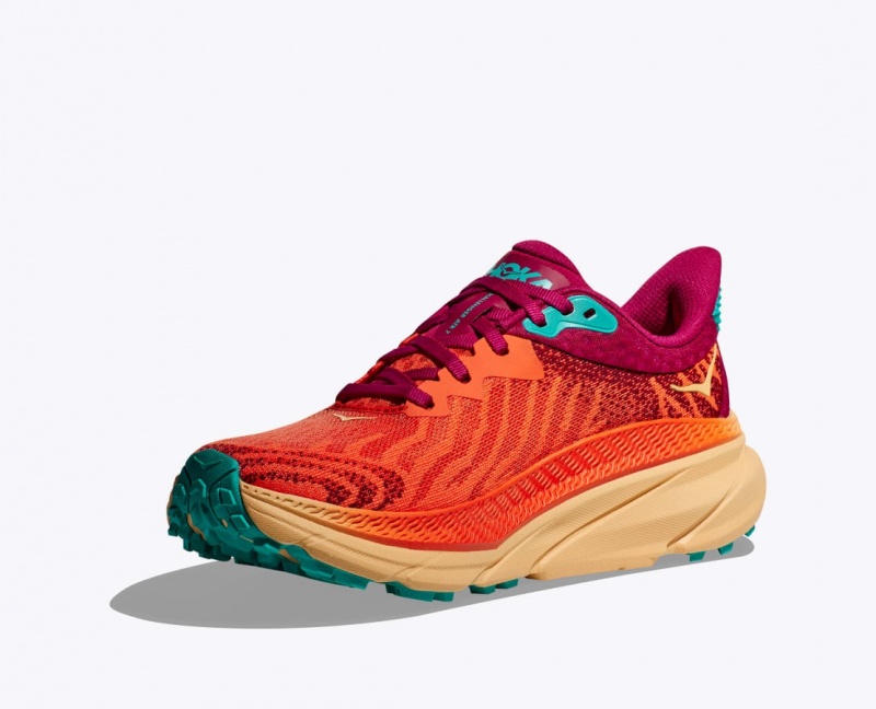 HOKA Challenger 7 Men's Trail Running Shoes Dark Orange / Red | UJG213680