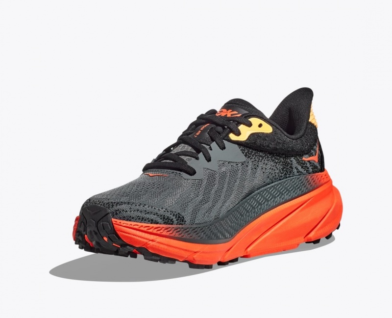 HOKA Challenger 7 Men's Trail Running Shoes Black / Red | KOZ046782