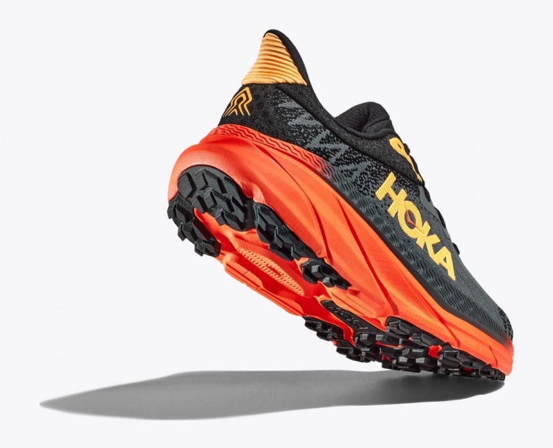 HOKA Challenger 7 Men's Trail Running Shoes Black / Red | KOZ046782