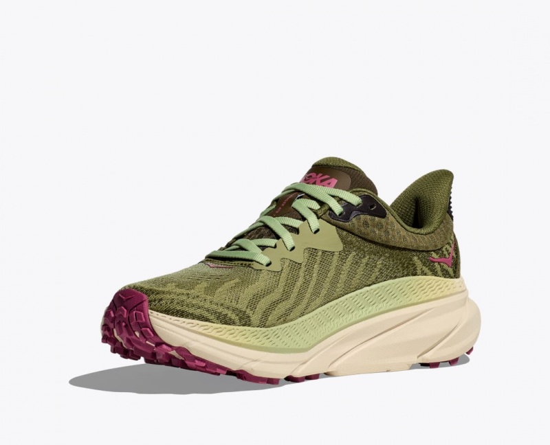 HOKA Challenger 7 Women's Trail Running Shoes Olive Green | DHG036415