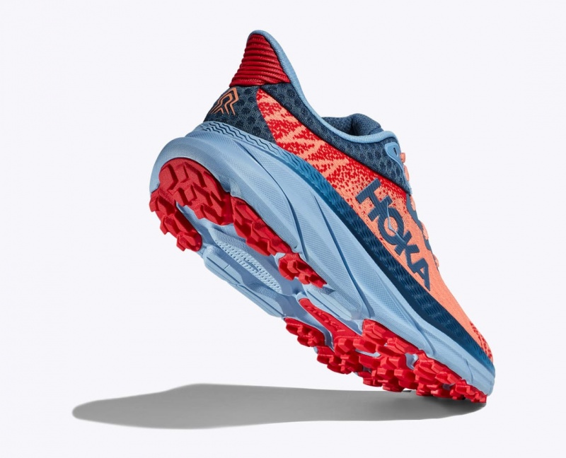 HOKA Challenger 7 Women's Trail Running Shoes Coral / Dark Blue | YVQ879124