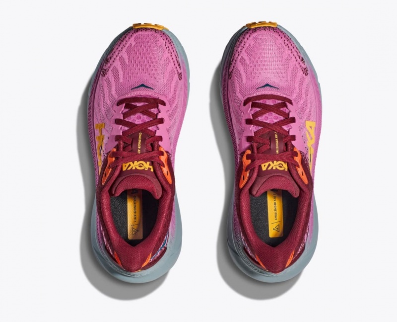 HOKA Challenger 7 Women's Trail Running Shoes Pink / Dark Red | SYM830179