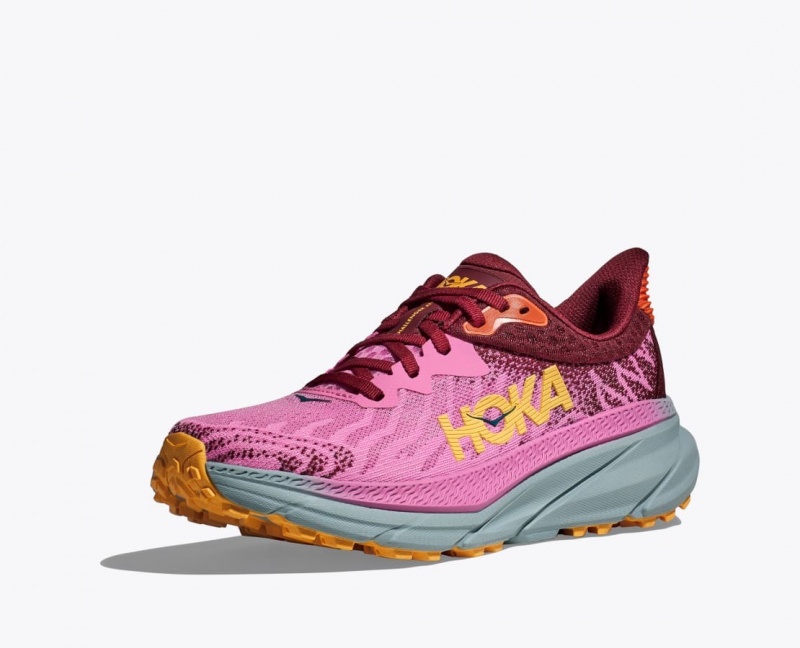 HOKA Challenger 7 Women's Trail Running Shoes Pink / Dark Red | SYM830179