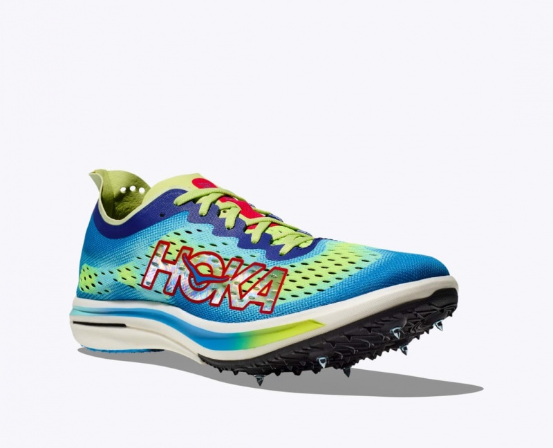 HOKA Cielo FLYX Men's Track Spikes Green / Blue | XWE932480