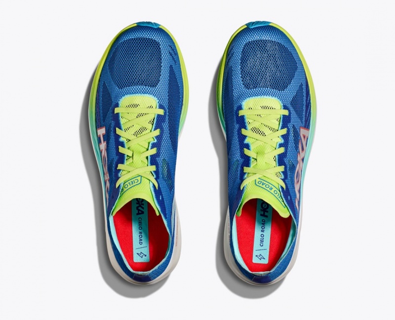 HOKA Cielo Road Men's Running Shoes Blue / Green | VJW641987