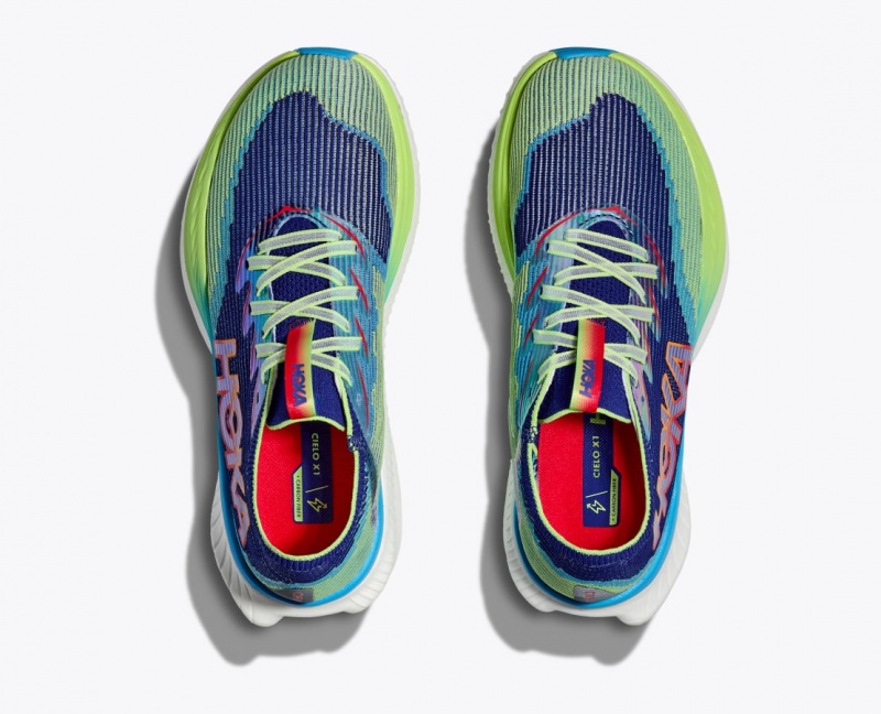 HOKA Cielo X1 Women's Running Shoes Navy / Green | FNO810762