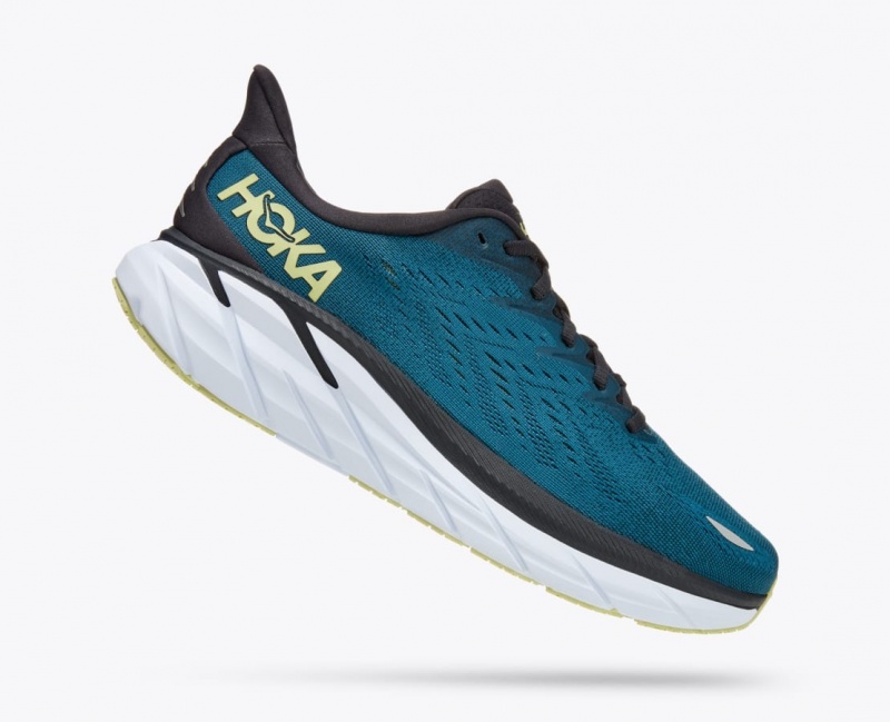 HOKA Clifton 8 Men's Running Shoes Dark Turquoise / Black | IRH317925