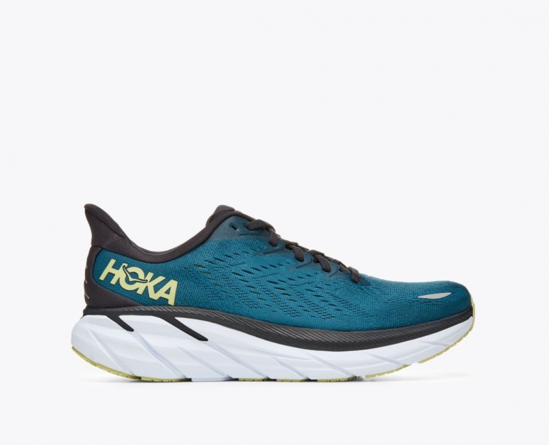 HOKA Clifton 8 Men\'s Running Shoes Dark Turquoise / Black | IRH317925