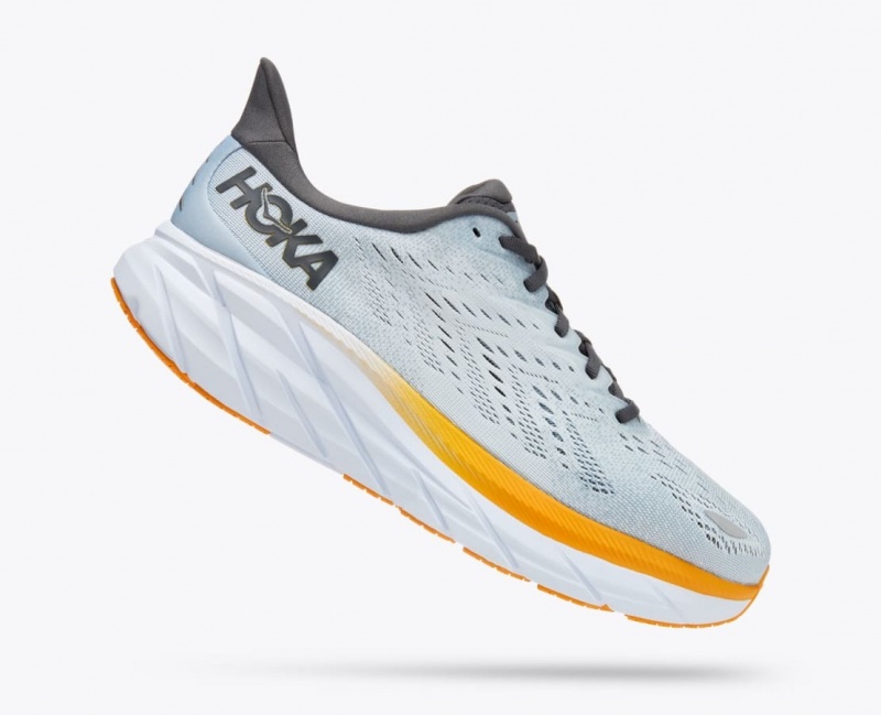 HOKA Clifton 8 Men's Running Shoes Light Blue / Orange | LZV268735