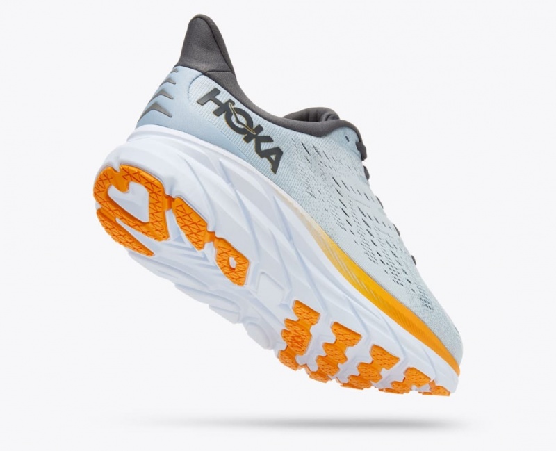 HOKA Clifton 8 Men's Running Shoes Light Blue / Orange | LZV268735