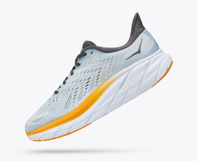 HOKA Clifton 8 Men's Running Shoes Light Blue / Orange | LZV268735