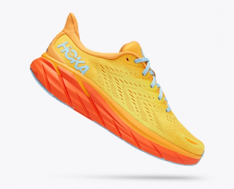 HOKA Clifton 8 Men's Running Shoes Orange / Yellow | KZW958306