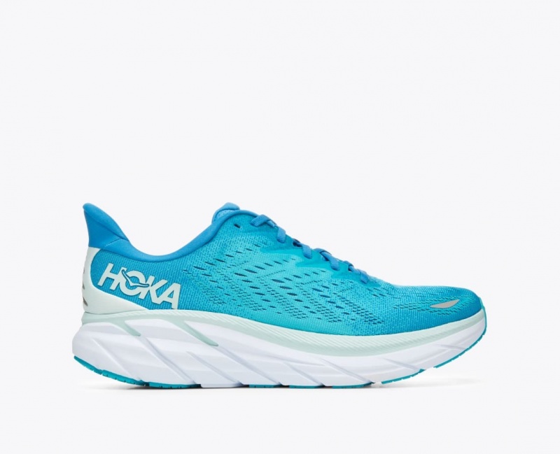 HOKA Clifton 8 Men\'s Running Shoes Turquoise | MCT984205