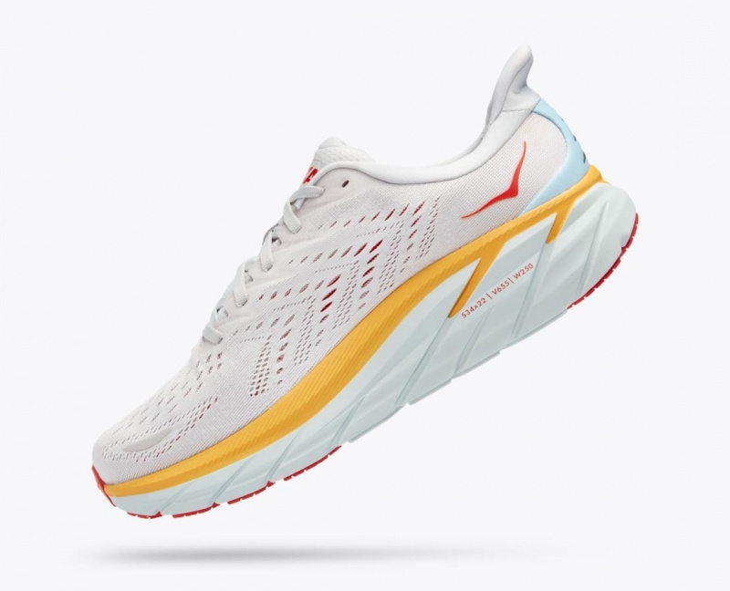 HOKA Clifton 8 Men's Running Shoes White / Orange / Red | JOG297846