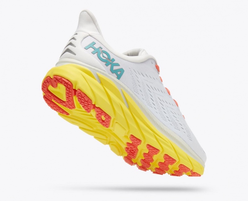 HOKA Clifton 8 Men's Running Shoes White / Yellow | TIV730625