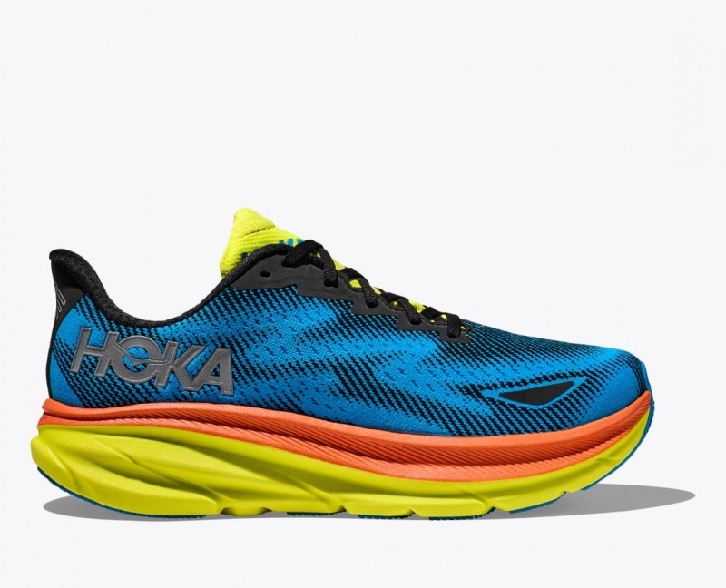 HOKA Clifton 9 GTX Women\'s Running Shoes Blue / Black / Green | ZOP578021