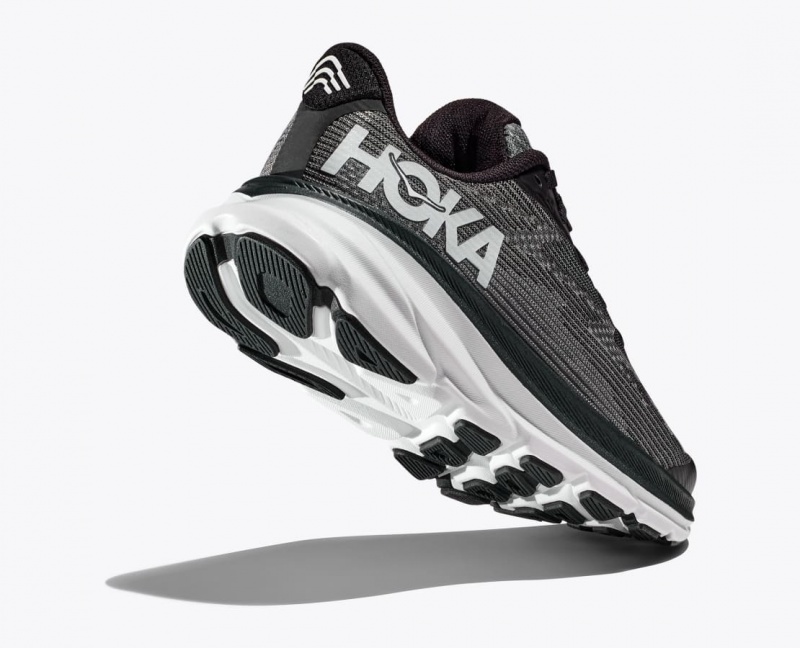 HOKA Clifton 9 Kids' Running Shoes Black / White | YUW370518