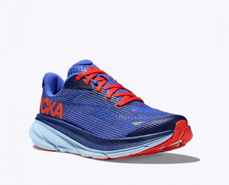 HOKA Clifton 9 Kids' Running Shoes Dark Blue / Red | EVK708264