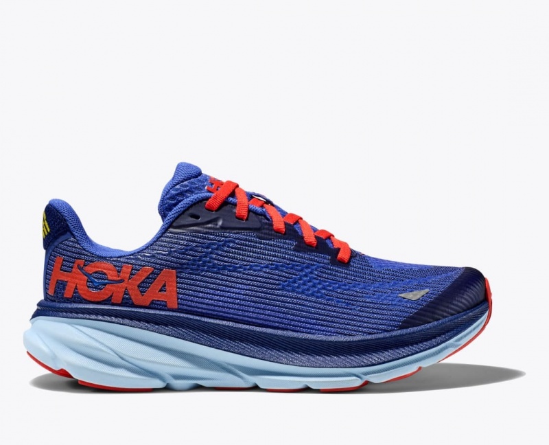 HOKA Clifton 9 Kids\' Running Shoes Dark Blue / Red | EVK708264