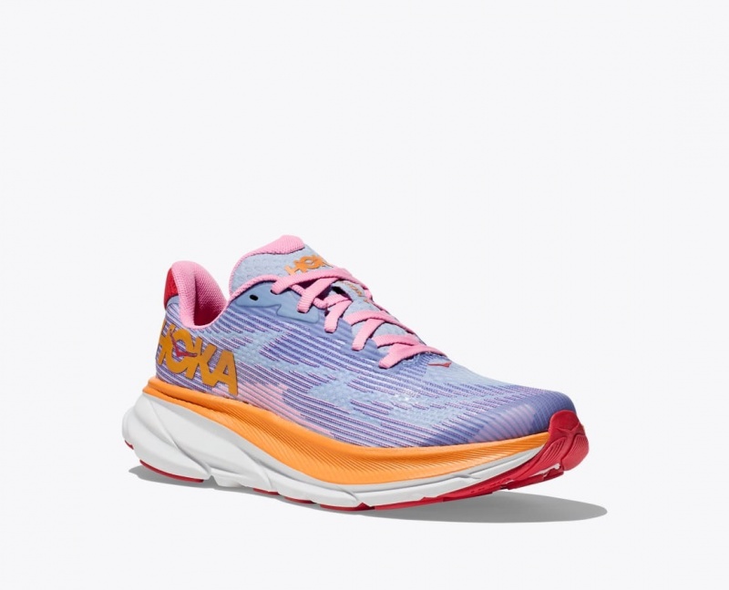 HOKA Clifton 9 Kids' Running Shoes Light Purple / Orange / Pink | BSV072648