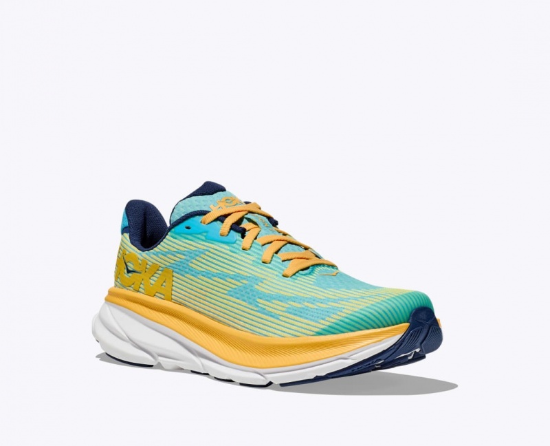 HOKA Clifton 9 Kids' Running Shoes Light Green / Orange | SEV019873