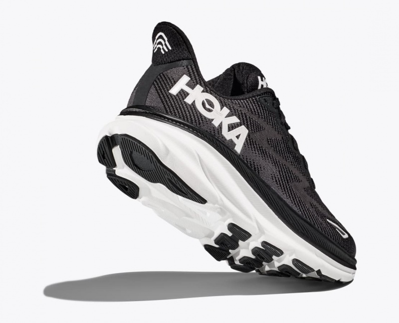 HOKA Clifton 9 Men's Running Shoes Black / White | TBE729641