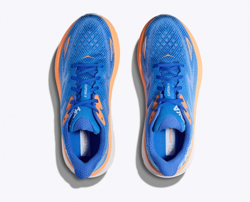 HOKA Clifton 9 Men's Running Shoes Blue / Orange | LME201637