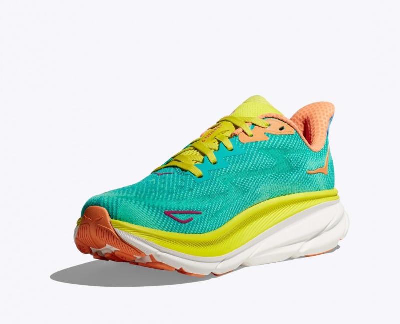 HOKA Clifton 9 Men's Running Shoes Dark Turquoise / Green | IPA975681