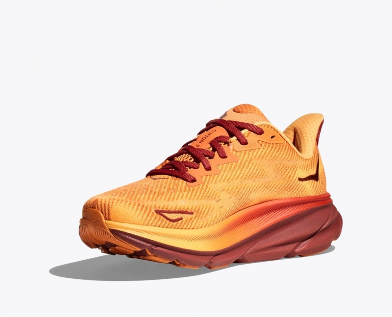 HOKA Clifton 9 Men's Running Shoes Orange / Dark Red | POS738504