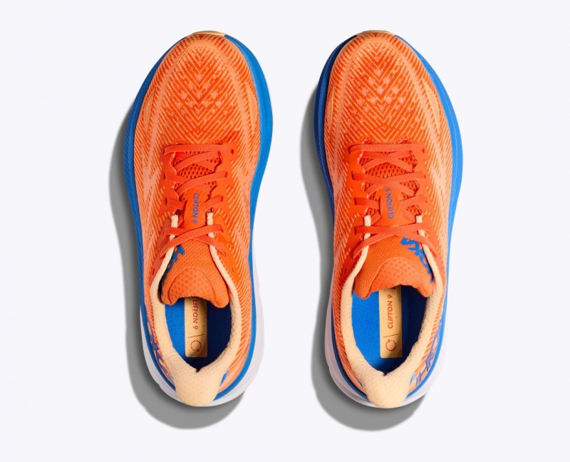 HOKA Clifton 9 Men's Running Shoes Orange / Blue | RXP034892